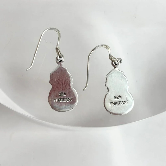 Sterling Silver Vintage Snowman 925 Stamped Thai Made Vintage Dangle Earrings - Picture 2 of 9